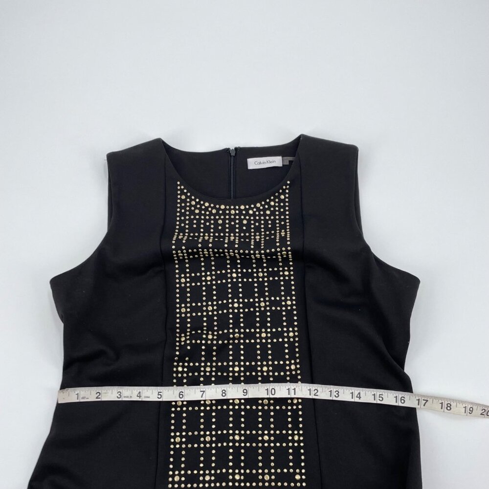 Calvin Klein Black Gold Studded Sleeveless Career Dress Womens Size 12 Modern - Picture 7 of 8